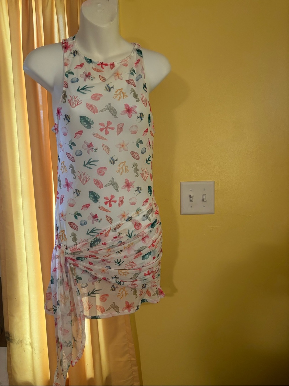 wild fable White Floral Tie-Side Tank Dress with Multicolor Prints